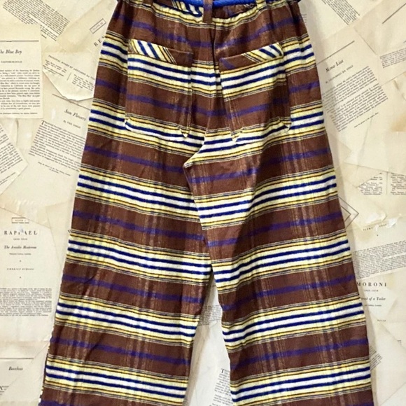 Free People Preppy Plaid Pull On Trousers Pants Flannel Tie Brown Blue S NEW - Picture 6 of 8